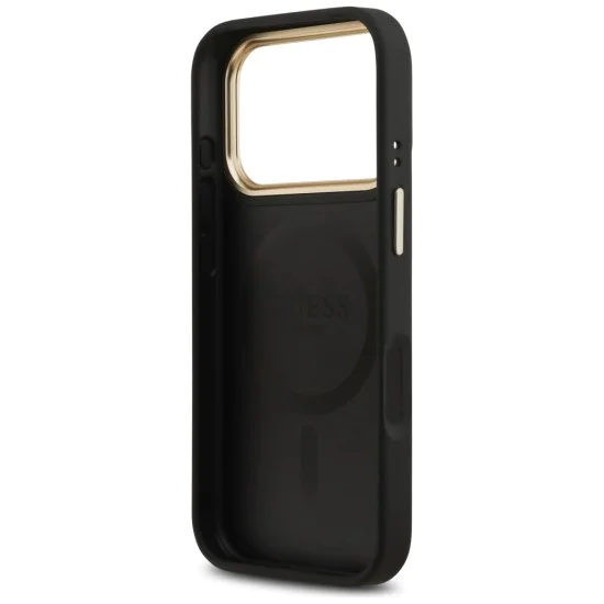 Калъф за iPhone 17 Pro - Guess - Peony Hot Stamp MagSafe (GUHMP17LPSAMSECK) - Черен