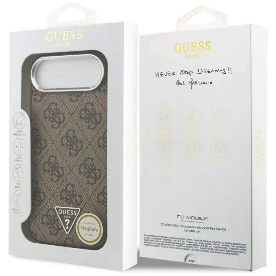 Калъф за iPhone 17 Air - Guess - Hardcase 4G Triangle Logo MagSafe (GUHMP17MP4TSRCMW) - Кафяв