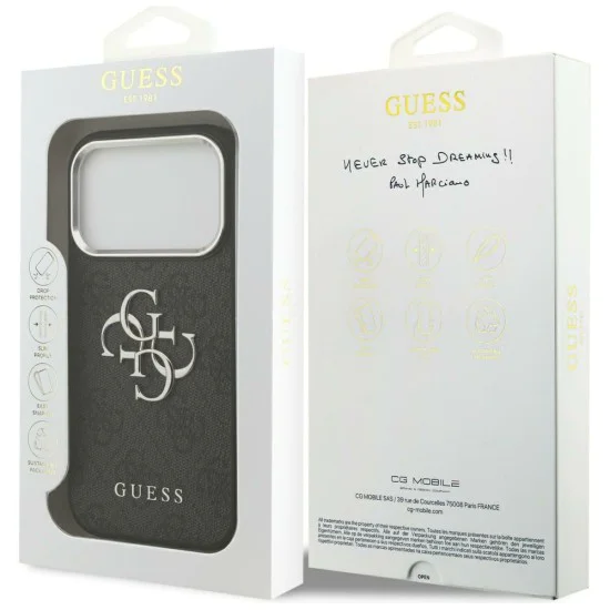 Калъф за iPhone 17 Pro Max - Guess - Hardcase Big 4G Classic Logo (GUHCP17XP4G4SMCK) - Черен