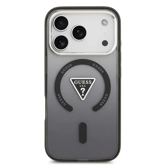 Калъф за iPhone 17 Pro Max - Guess - IML Gradient Triangle Logo MagSafe (GUHMP17XHGTMLCGK) - Черен