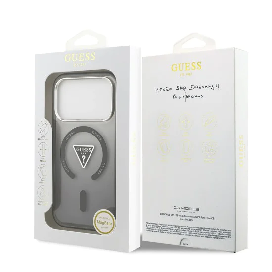 Калъф за iPhone 17 Pro Max - Guess - IML Gradient Triangle Logo MagSafe (GUHMP17XHGTMLCGK) - Черен