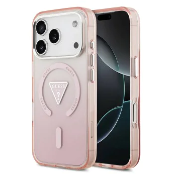 Калъф за iPhone 17 Pro – с MagSafe – Guess (GUHMP17LHGTMLCGP) IML Gradient Triangle Logo – Розов