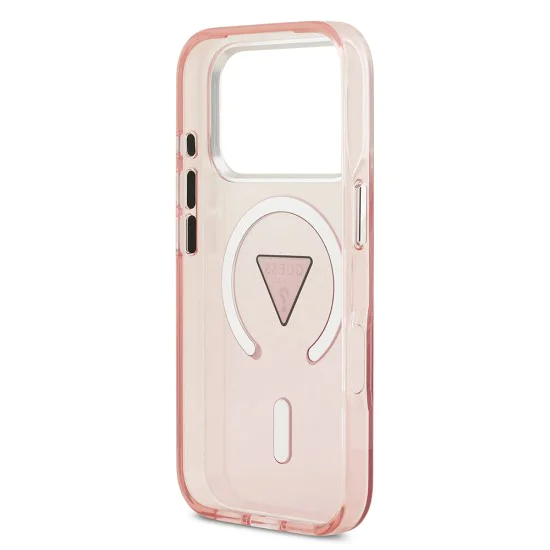 Калъф за iPhone 17 Pro – с MagSafe – Guess (GUHMP17LHGTMLCGP) IML Gradient Triangle Logo – Розов