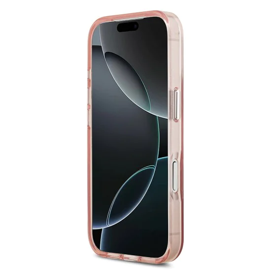 Калъф за iPhone 17 Pro – с MagSafe – Guess (GUHMP17LHGTMLCGP) IML Gradient Triangle Logo – Розов