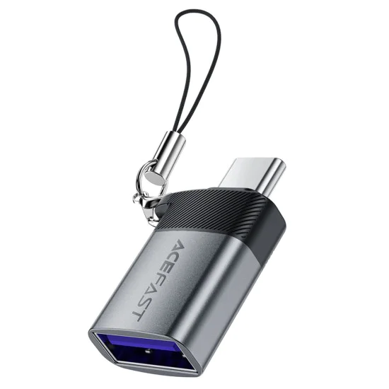 Acefast - Адаптер (J7) - с OTG функция, USB към Type-C, 10Gbps пренос на данни, бързо зареждане - метално сив