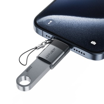 Acefast - Адаптер (J7) - с OTG функция, USB към Type-C, 10Gbps пренос на данни, бързо зареждане - метално сив