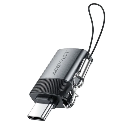 Acefast - Адаптер (J7) - с OTG функция, USB към Type-C, 10Gbps пренос на данни, бързо зареждане - метално сив