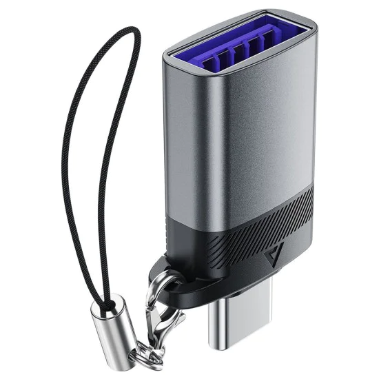 Acefast - Адаптер (J7) - с OTG функция, USB към Type-C, 10Gbps пренос на данни, бързо зареждане - метално сив