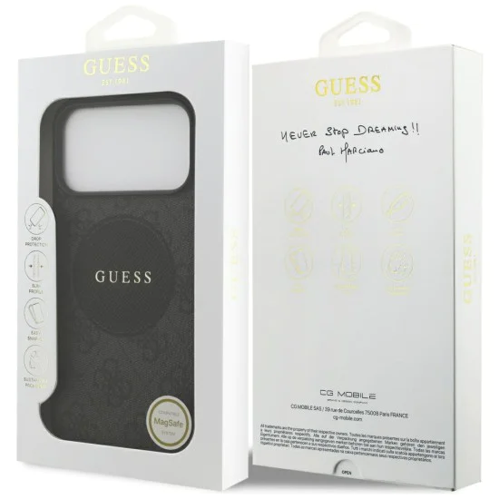 Калъф за iPhone 17 Pro Max - Guess - 4G Circle Classic Logo MagSafe (GUHMP17XP4PGRSGK) - Черен