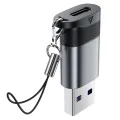 Acefast - Адаптер (J8) - Type-C към USB, 10Gbps пренос на данни, 27W, бързо зареждане - метално сив