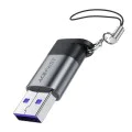 Acefast - Адаптер (J8) - Type-C към USB, 10Gbps пренос на данни, 27W, бързо зареждане - метално сив