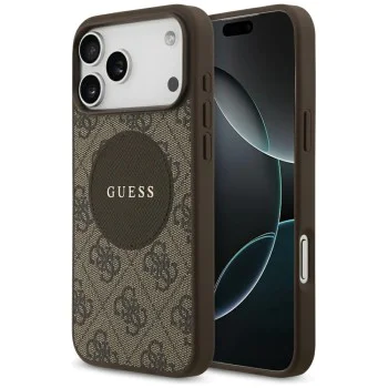 Калъф за iPhone 17 Pro - Guess - 4G Circle Classic Logo MagSafe (GUHMP17LP4PGRSGW) - Кафяв