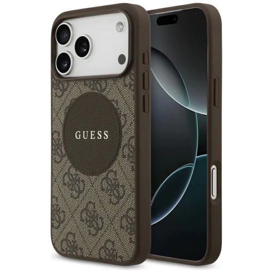 Калъф за iPhone 17 Pro - Guess - 4G Circle Classic Logo MagSafe (GUHMP17LP4PGRSGW) - Кафяв