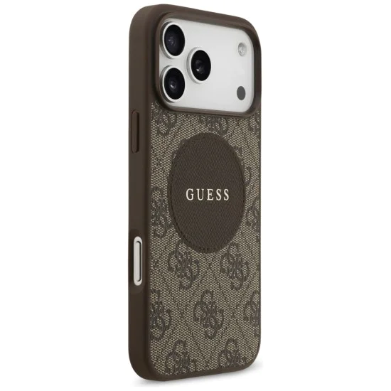 Калъф за iPhone 17 Pro - Guess - 4G Circle Classic Logo MagSafe (GUHMP17LP4PGRSGW) - Кафяв