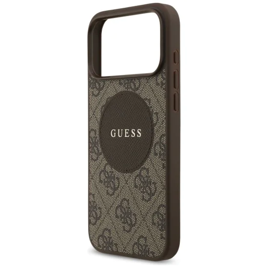 Калъф за iPhone 17 Pro - Guess - 4G Circle Classic Logo MagSafe (GUHMP17LP4PGRSGW) - Кафяв