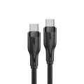 Acefast - Кабел за данни (C8-03) - Бързо зареждане, Type-C към Type-C, 60W, 3A, с найлонова оплетка, 25 000 извивки, 1.2 м - Черен