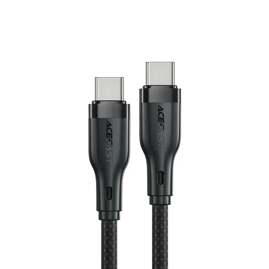 Acefast - Кабел за данни (C8-03) - Бързо зареждане, Type-C към Type-C, 60W, 3A, с найлонова оплетка, 25 000 извивки, 1.2 м - Черен