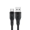 Acefast - Кабел за данни (C8-04) - Бързо зареждане, USB към Type-C, 3A, Найлонова оплетка, 25 000 извивки, 1.2 м - Черен