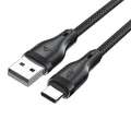 Acefast - Кабел за данни (C8-04) - Бързо зареждане, USB към Type-C, 3A, Найлонова оплетка, 25 000 извивки, 1.2 м - Черен