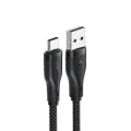 Acefast - Кабел за данни (C8-04) - Бързо зареждане, USB към Type-C, 3A, Найлонова оплетка, 25 000 извивки, 1.2 м - Черен