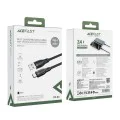 Acefast - Кабел за данни (C8-04) - Бързо зареждане, USB към Type-C, 3A, Найлонова оплетка, 25 000 извивки, 1.2 м - Черен
