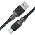 Acefast - Кабел за данни (C10-04) - Бързо зареждане, USB към Type-C, 3A, 25 000 огъвания, Издръжлив силикон, 1.2 м - Черен