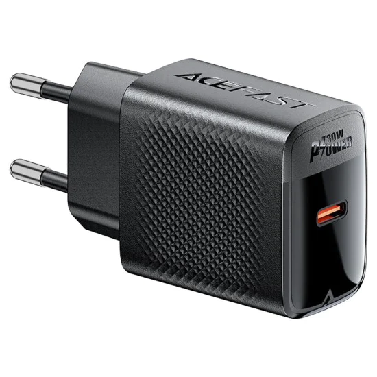 Acefast - Зарядно за стена (A102) - GaN, Бързо зареждане, Type-C, PD30W, Smart Chip - Черно