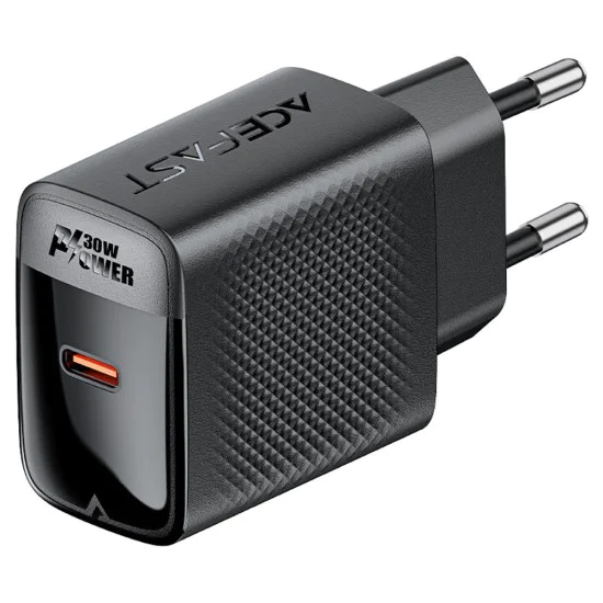 Acefast - Зарядно за стена (A102) - GaN, Бързо зареждане, Type-C, PD30W, Smart Chip - Черно