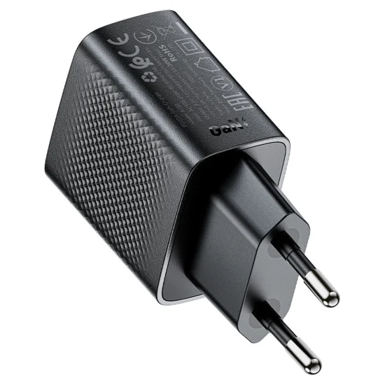 Acefast - Зарядно за стена (A102) - GaN, Бързо зареждане, Type-C, PD30W, Smart Chip - Черно