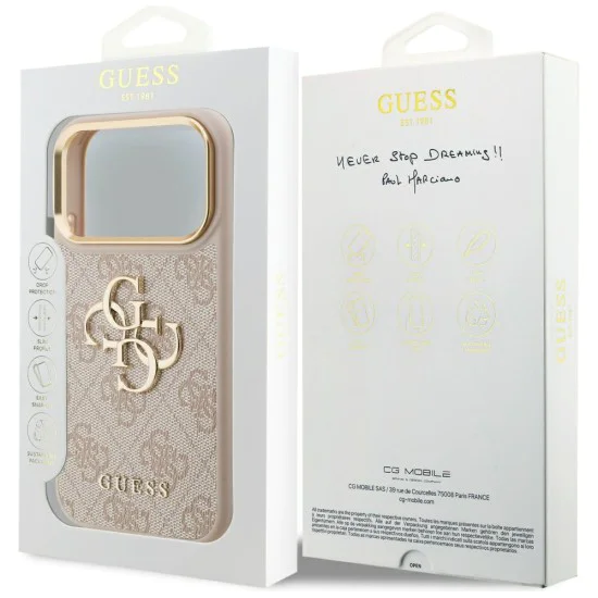 Калъф за iPhone 17 Pro - Guess - Hardcase Big 4G Classic Logo (GUHCP17L4GMGCPI) - Розов