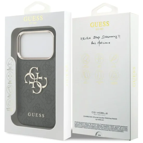 Калъф за iPhone 17 Pro - Guess - Hardcase Big 4G Logo Classic (GUHCP17L4GMGCGR) - Черен
