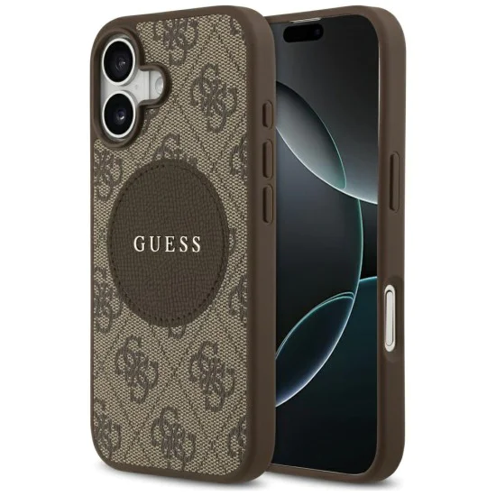 Калъф за iPhone 17 - Guess - 4G Circle Classic Logo MagSafe (GUHMP17SP4PGRSGW) - Кафяв