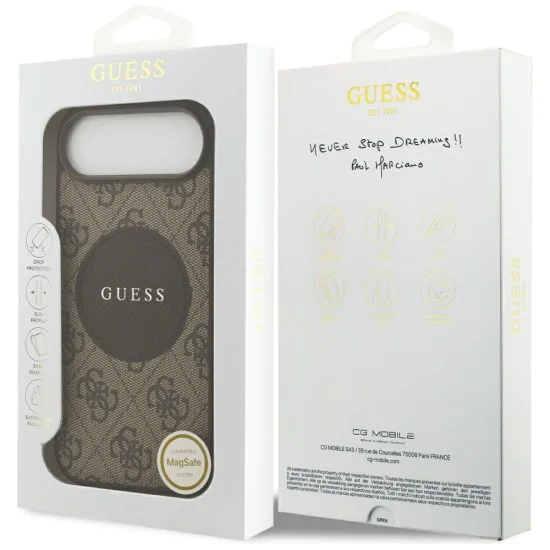 Калъф за iPhone 17 Air - Guess - 4G Circle Classic Logo MagSafe (GUHMP17MP4PGRSGW) - Кафяв