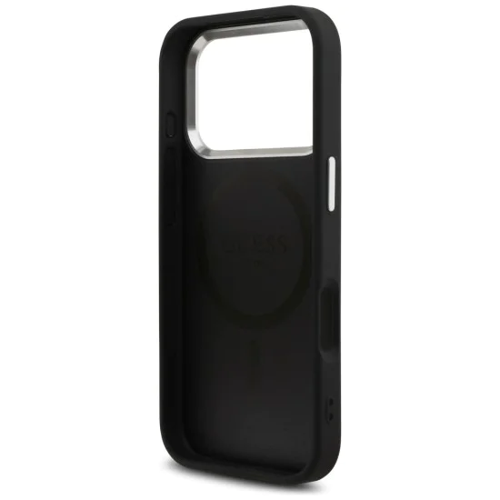 Калъф за iPhone 17 Pro - Guess - Блестящо триъгълно лого MagSafe (GUHMP17LPFGTSCMK) - Черен