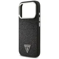 Калъф за iPhone 17 Pro - Guess - Блестящо триъгълно лого MagSafe (GUHMP17LPFGTSCMK) - Черен