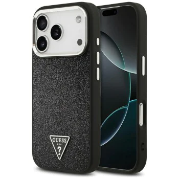 Калъф за iPhone 17 Pro - Guess - Блестящо триъгълно лого MagSafe (GUHMP17LPFGTSCMK) - Черен