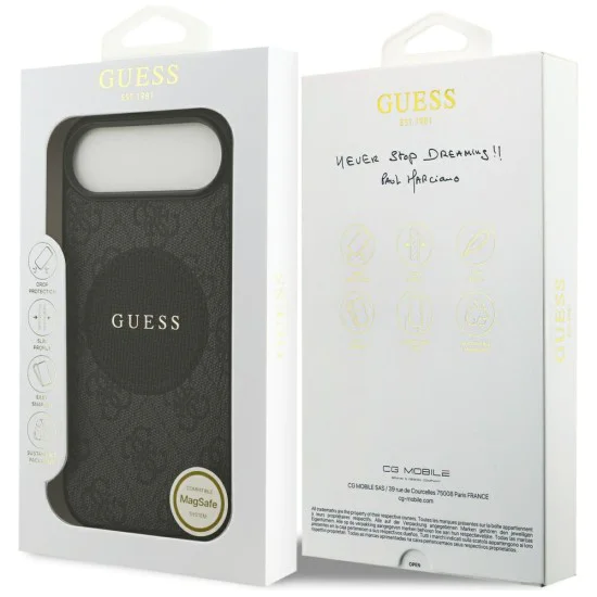 Калъф за iPhone 17 Air - Guess - 4G Circle Classic Logo MagSafe (GUHMP17MP4PGRSGK) - Черен