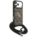 Калъф за iPhone 17 Pro Max - Guess - Hardcase 4G CBDY Big Logo с каишка за кабел (GUHCP17XP4GMGCRW) - Кафяв