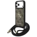 Калъф за iPhone 17 Pro Max - Guess - Hardcase 4G CBDY Big Logo с каишка за кабел (GUHCP17XP4GMGCRW) - Кафяв