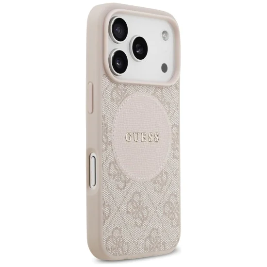 Калъф за iPhone 17 Pro - Guess - 4G Circle Classic Logo MagSafe (GUHMP17LP4PGRSGP) - Розов