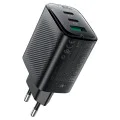 Acefast - Зарядно за стена (A108) - GaN, Бързо зареждане, 2x Type-C, USB, 67W, 3A, Smart Chip - Черно