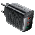 Acefast - Зарядно за стена (A108) - GaN, Бързо зареждане, 2x Type-C, USB, 67W, 3A, Smart Chip - Черно