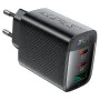 Acefast - Зарядно за стена (A108) - GaN, Бързо зареждане, 2x Type-C, USB, 67W, 3A, Smart Chip - Черно