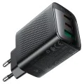 Acefast - Зарядно за стена (A108) - GaN, Бързо зареждане, 2x Type-C, USB, 67W, 3A, Smart Chip - Черно