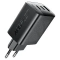 Acefast - Зарядно за стена (A108) - GaN, Бързо зареждане, 2x Type-C, USB, 67W, 3A, Smart Chip - Черно