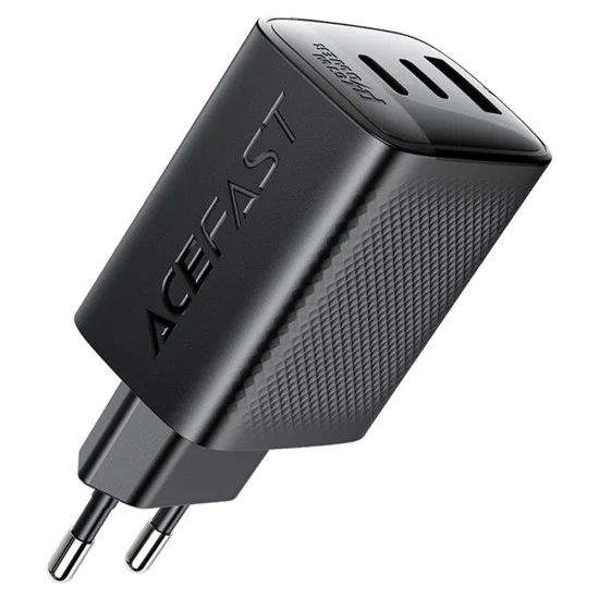 Acefast - Зарядно за стена (A108) - GaN, Бързо зареждане, 2x Type-C, USB, 67W, 3A, Smart Chip - Черно