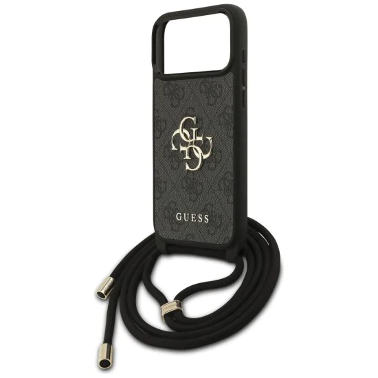 GUESS – твърд гръб Hardcase 4G CBDY Big Logo с шнур/връзка (Cord Strap) (GUHCP17XP4GMGCRK) – за iPhone 17 Pro Max – Черен