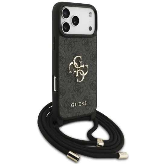 GUESS – твърд гръб Hardcase 4G CBDY Big Logo с шнур/връзка (Cord Strap) (GUHCP17XP4GMGCRK) – за iPhone 17 Pro Max – Черен