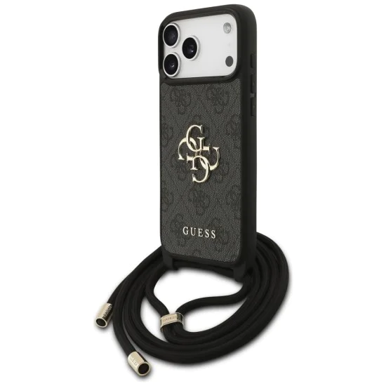 GUESS – твърд гръб Hardcase 4G CBDY Big Logo с шнур/връзка (Cord Strap) (GUHCP17XP4GMGCRK) – за iPhone 17 Pro Max – Черен