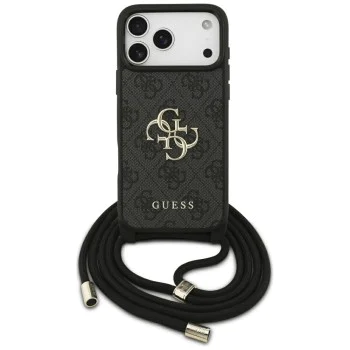 GUESS – твърд гръб Hardcase 4G CBDY Big Logo с шнур/връзка (Cord Strap) (GUHCP17XP4GMGCRK) – за iPhone 17 Pro Max – Черен
